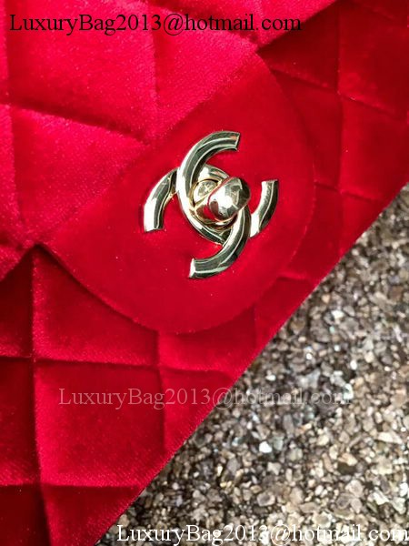 Chanel mini Classic Flap Bag Original Red Velvet Leather A1116 Gold