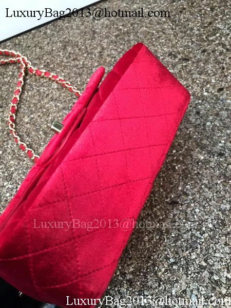 Chanel mini Classic Flap Bag Original Red Velvet Leather A1116 Gold