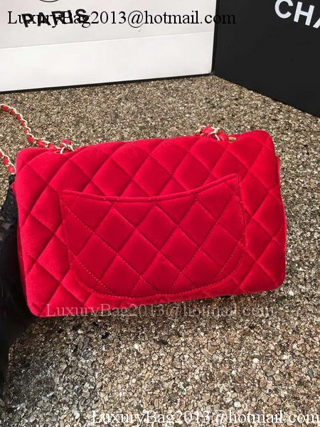 Chanel mini Classic Flap Bag Original Red Velvet Leather A1116 Gold