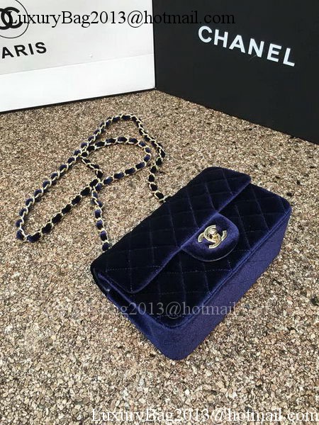 Chanel mini Classic Flap Bag Original Royal Velvet Leather A1116 Gold