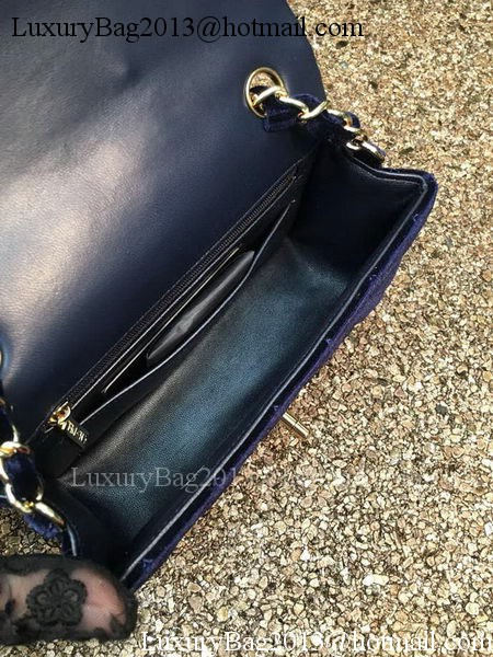 Chanel mini Classic Flap Bag Original Royal Velvet Leather A1116 Gold