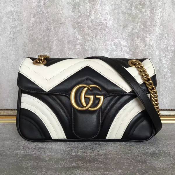 Gucci GG Marmont Shoulder Bag 443497 Black&White