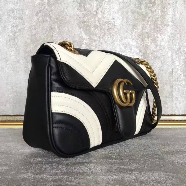 Gucci GG Marmont Shoulder Bag 443497 Black&White