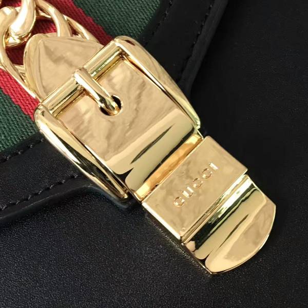 Gucci Sylvie Cowhide Leather Shoulder Bag 470270 Black