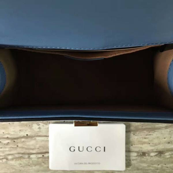 Gucci Sylvie Cowhide Leather Shoulder Bag 470270 Blue