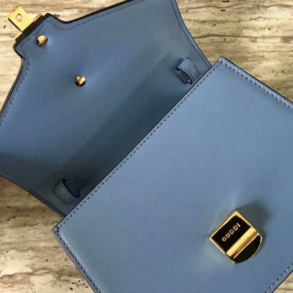 Gucci Sylvie Cowhide Leather Shoulder Bag 470270 Blue