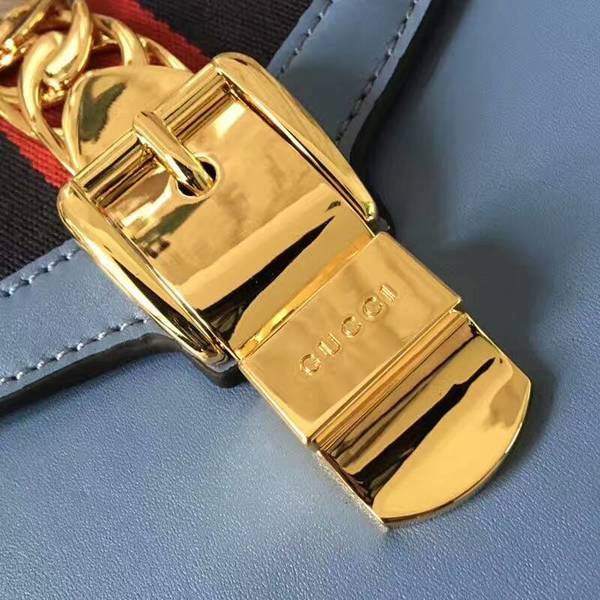 Gucci Sylvie Cowhide Leather Shoulder Bag 470270 Blue