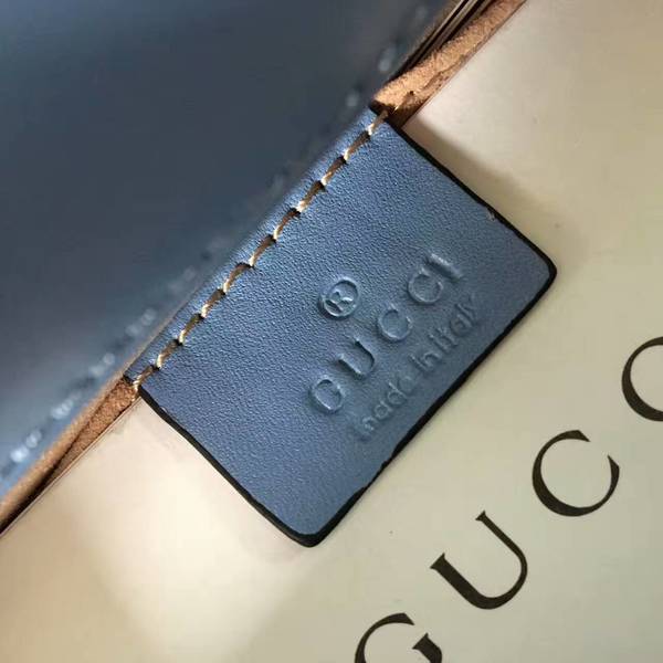 Gucci Sylvie Cowhide Leather Shoulder Bag 470270 Blue