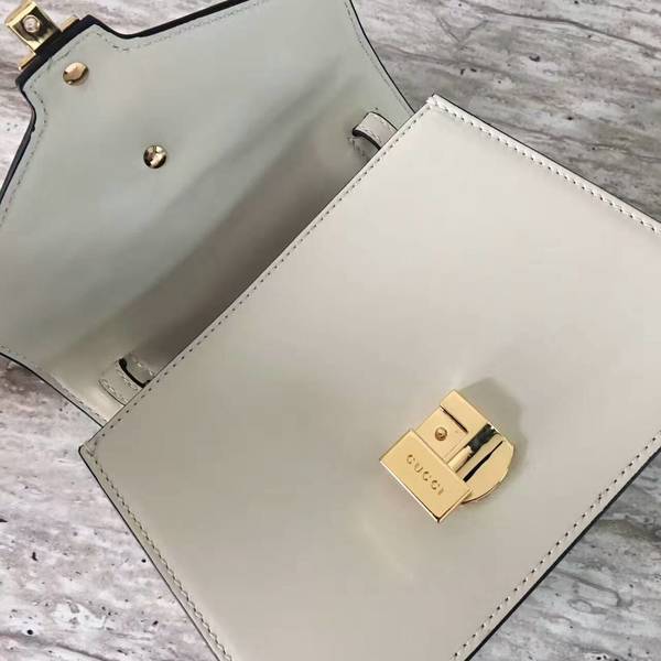 Gucci Sylvie Cowhide Leather Shoulder Bag 470270 White