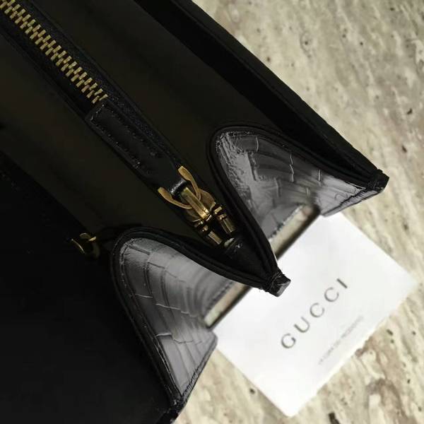 Gucci GG Marmont Crocodile Leather Shoulder Bag 431777 Black