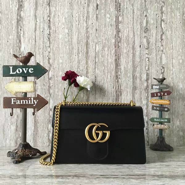 Gucci GG Marmont Original Leather Shoulder Bag 431777 Black