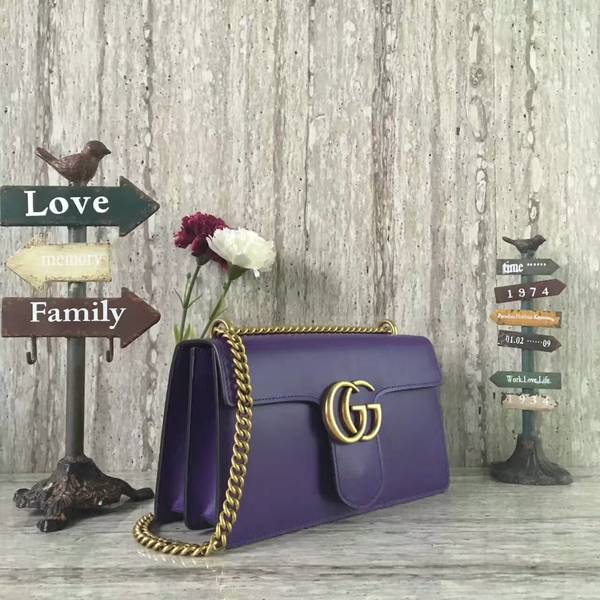 Gucci GG Marmont Original Leather Shoulder Bag 431777 Purple