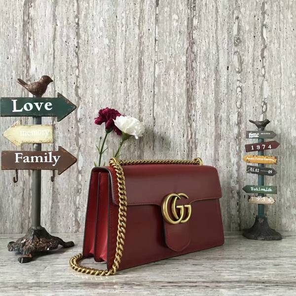 Gucci GG Marmont Original Leather Shoulder Bag 431777 Red