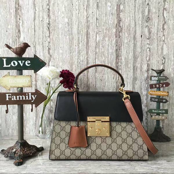 Gucci Padlock Gucci Signature Top Handle Bag 453188 Black&Brown