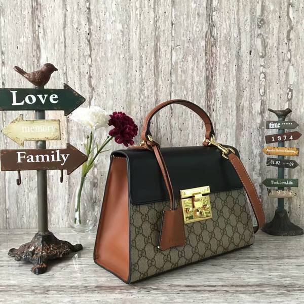 Gucci Padlock Gucci Signature Top Handle Bag 453188 Black&Brown