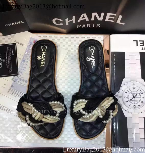 Chanel Slipper Leather CH2073 Black