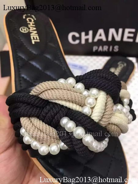 Chanel Slipper Leather CH2073 Black