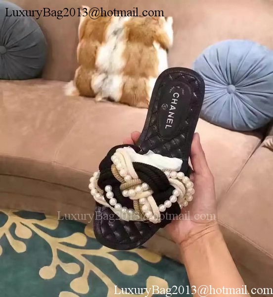 Chanel Slipper Leather CH2073 Black