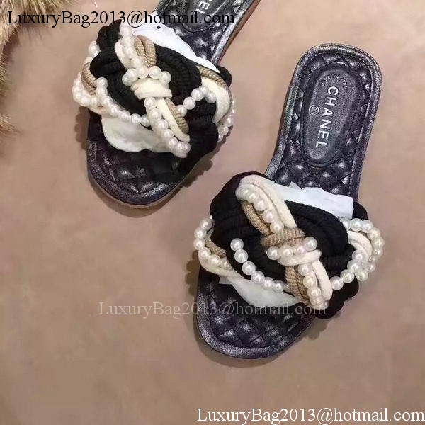 Chanel Slipper Leather CH2073 Black