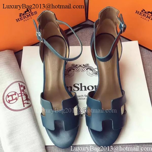 Hermes Leather 70mm Sandal H0741 Blue