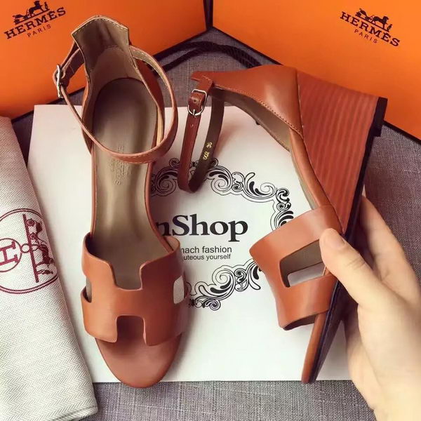 Hermes Leather 70mm Sandal H0741 Brown