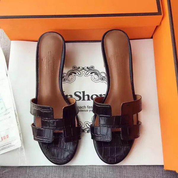 Hermes Leather Slipper HO742 Black