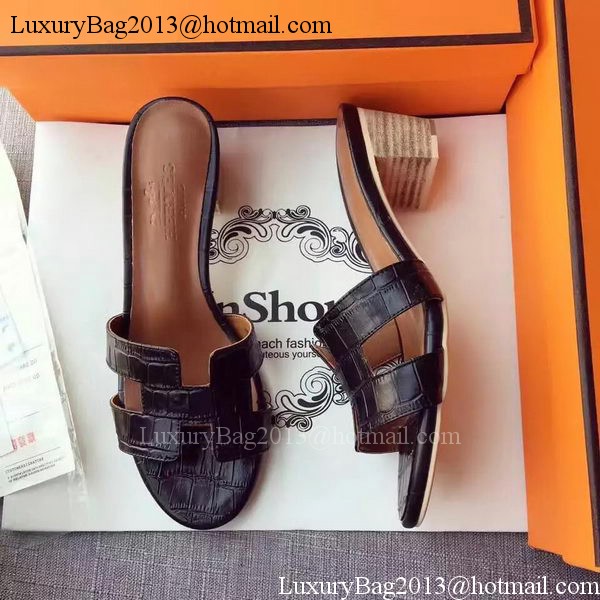 Hermes Leather Slipper HO742 Black