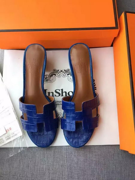 Hermes Leather Slipper HO742 Blue