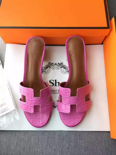 Hermes Leather Slipper HO742 Rose