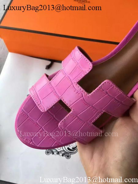 Hermes Leather Slipper HO742 Rose