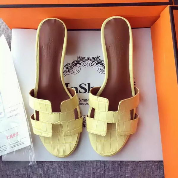 Hermes Leather Slipper HO742 Yellow