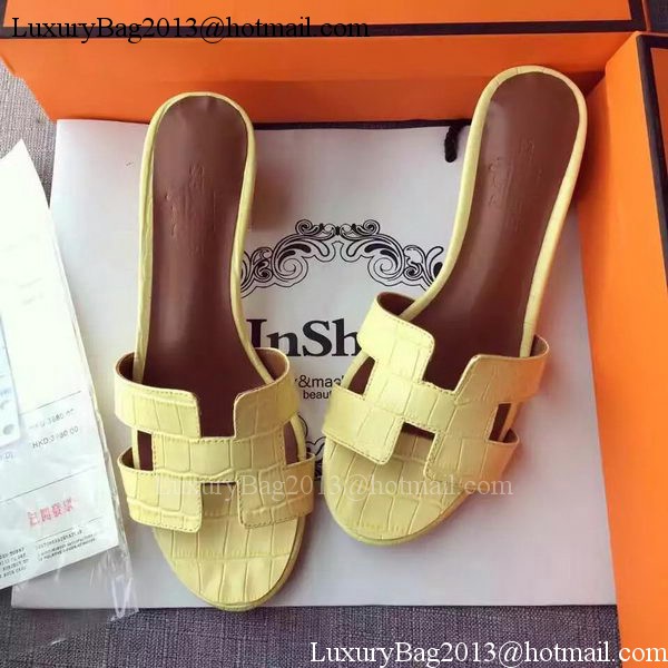 Hermes Leather Slipper HO742 Yellow