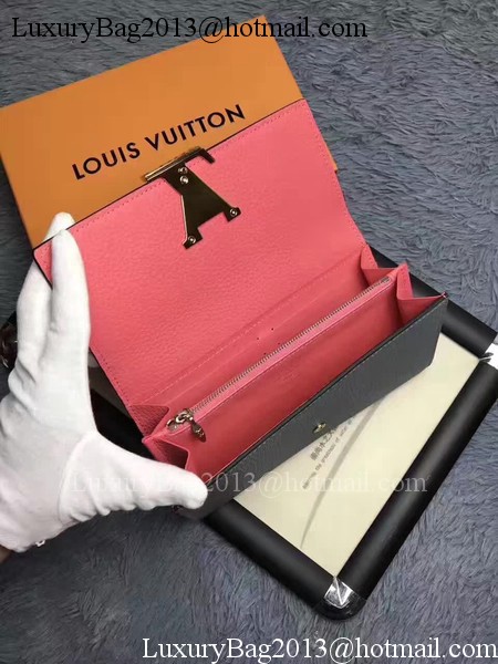 Louis Vuitton Calfskin Leather CAPUCINES WALLET M61249 Black&Grey