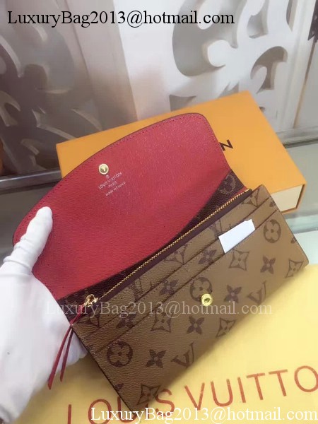 Louis Vuitton Monogram Canvas Emilie Wallet M60136 Red