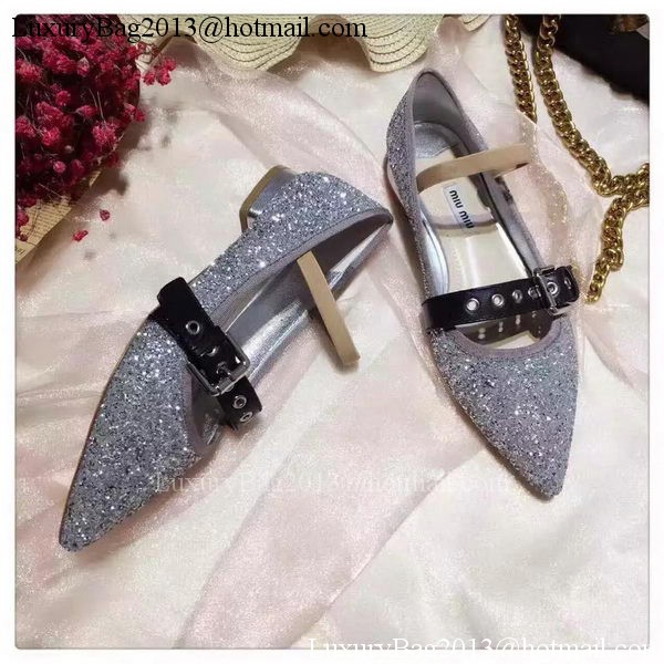 miu miu Leather Ballerina MM542 Silver