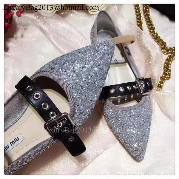 miu miu Leather Ballerina MM542 Silver