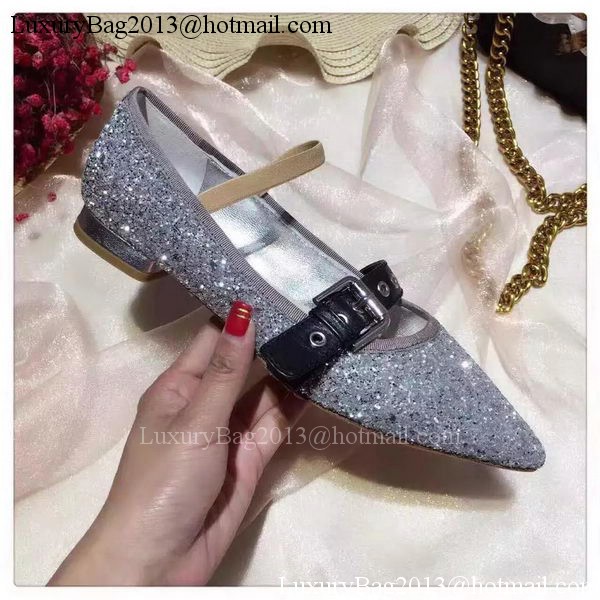 miu miu Leather Ballerina MM542 Silver