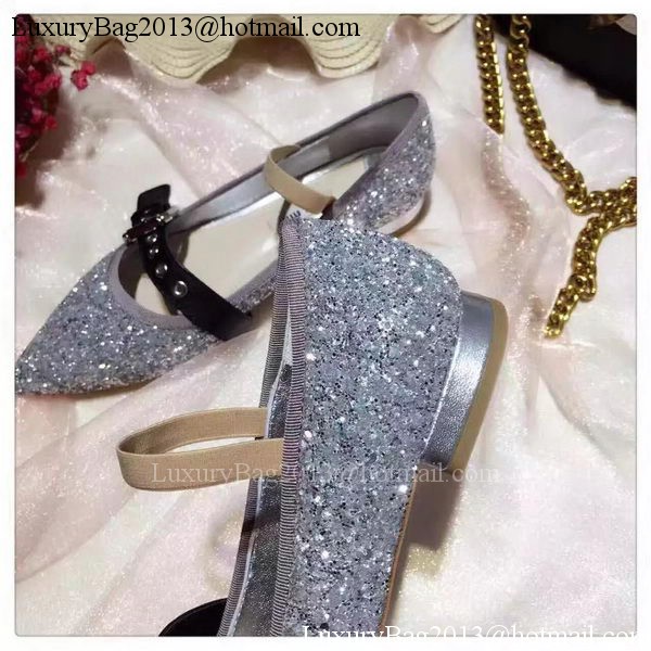 miu miu Leather Ballerina MM542 Silver