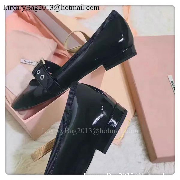 miu miu Leather Ballerina MM543 Black