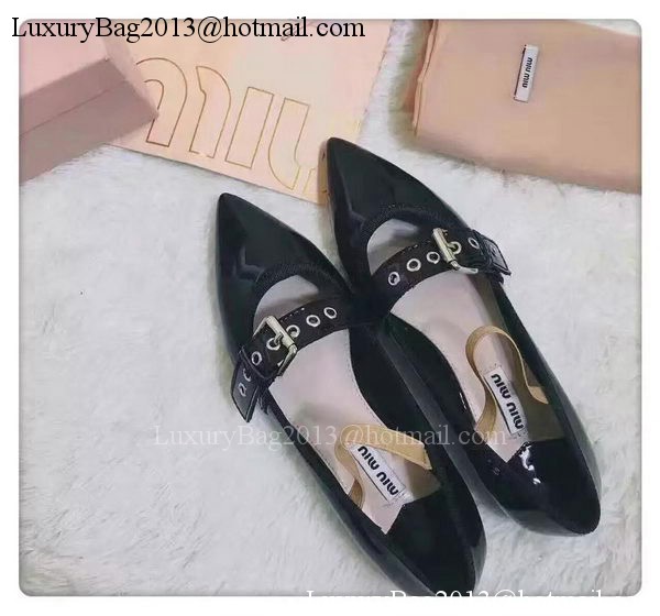 miu miu Leather Ballerina MM543 Black