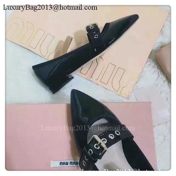 miu miu Leather Ballerina MM543 Black