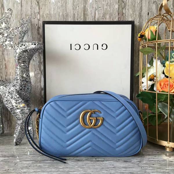 Gucci GG Marmont Matelasse Shoulder Bag 447632A Blue