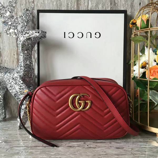 Gucci GG Marmont Matelasse Shoulder Bag 447632A Red