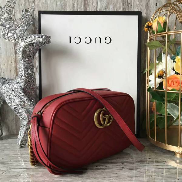 Gucci GG Marmont Matelasse Shoulder Bag 447632A Red