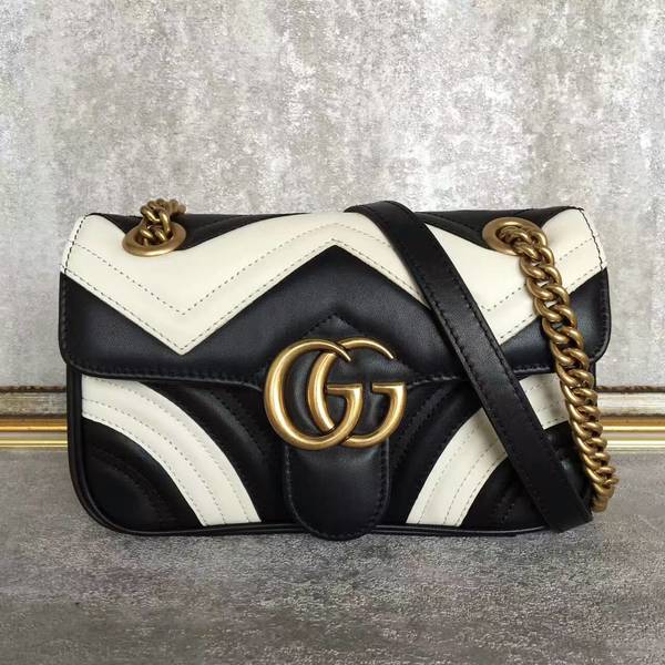 Gucci Now GG Marmont Shoulder Bag 446744 Black&White