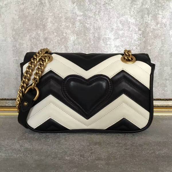 Gucci Now GG Marmont Shoulder Bag 446744 Black&White