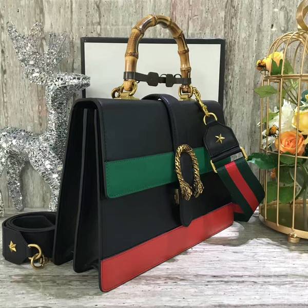 Gucci Now Bamboo Shopper Bag 421999A Black&Green&Red