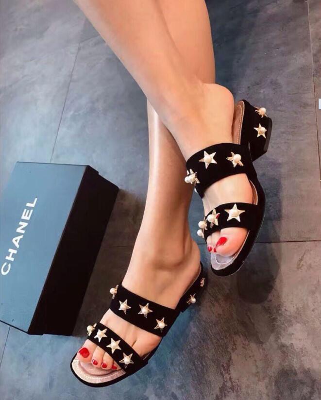 Chanel Leather Wedge CH17054 Black