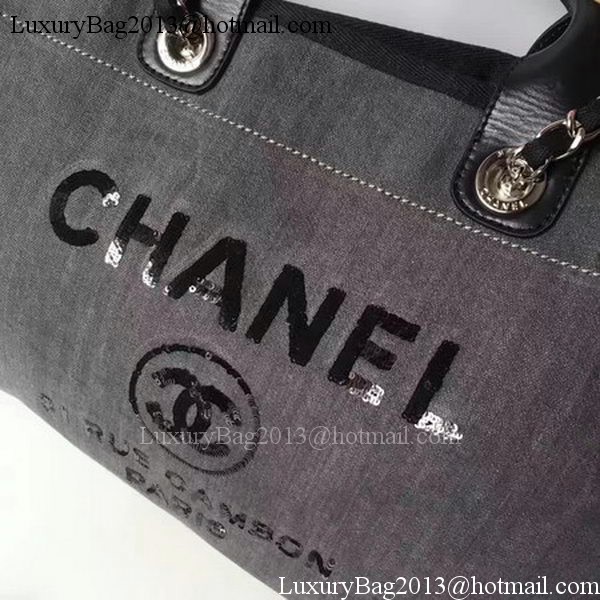 Chanel Large Canvas Tote Shopping Bag A1679 Grey