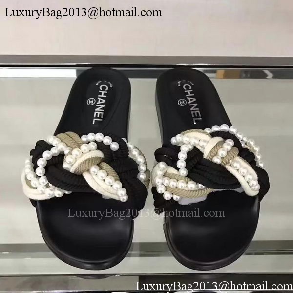 Chanel Slipper Leather CH2078 Black